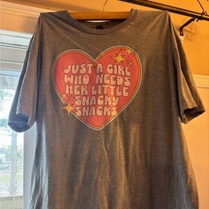 Gray T-Shirt with Heart Graphic